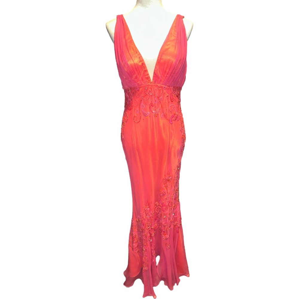 SCALA 90’s Beaded Silk Mermaid Prom Gown Size XL